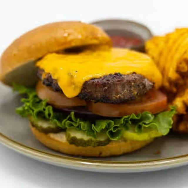1/2 Lb. All-American Cheeseburger Sandwich.