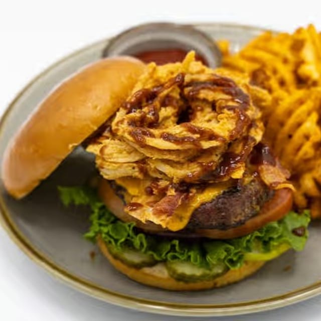1/2 Lb. All-American BBQ Cheeseburger Sandwich.