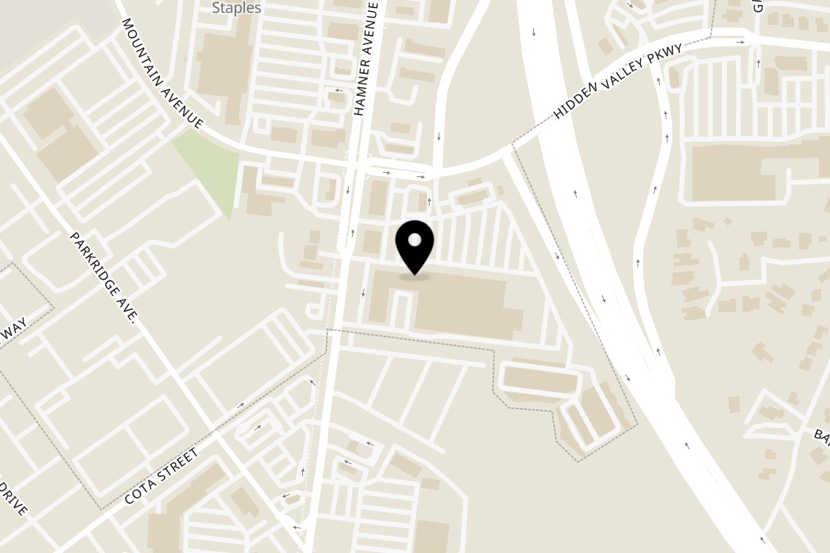 Map showing the location of Martiniz Fresko Kitchen on 140 Hidden Valley Pkwy Ste. A in Norco